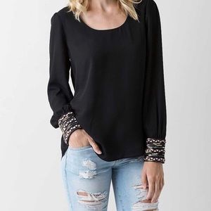 Buckle Day Trip Embellished Cuff Chivon Top